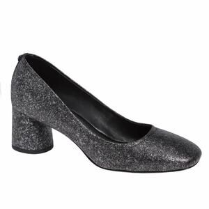 Donald Pliner Womens 7M Corin Suede Dress Pump Black Silver Metallic NEW